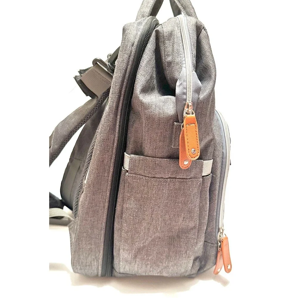 Baby Diaper Bag Backpack Changing Station Waterproof Lots of Compartments Grey
